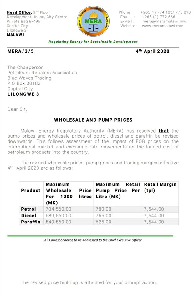 Fuel Prices Reduced Following APM’s Directive