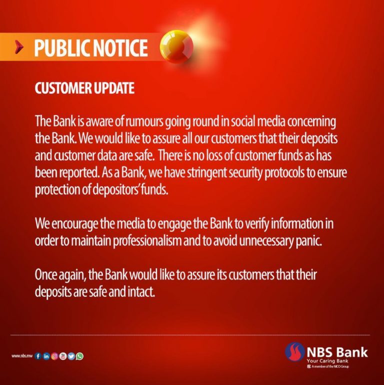 NBS Bank Assures Customers Safety Of Their Money