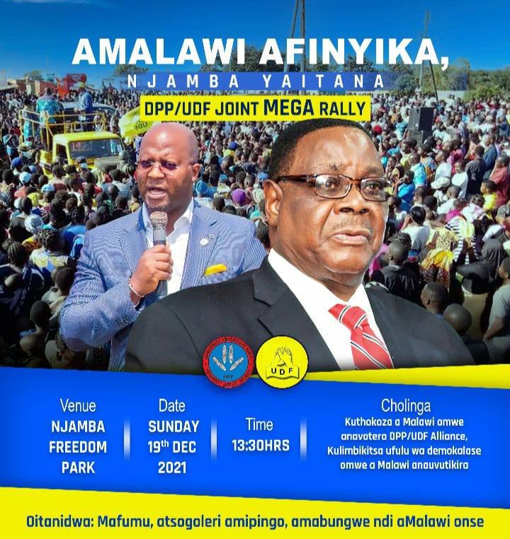 DPP, UDF Set For Amalawi Afinyika Rally; APM to Attend