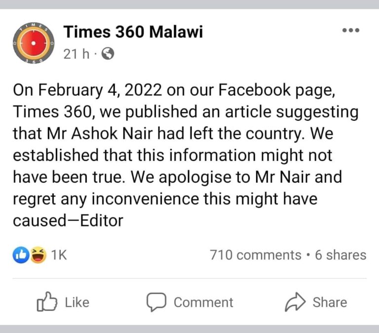 Times Group Apologies to Ashok Nair for publishing false Article…. Retracts Fake News