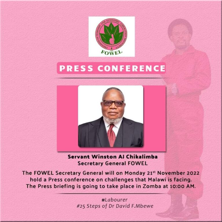 FOWEL to hold press briefing Monday…to tackle social-economic ills
