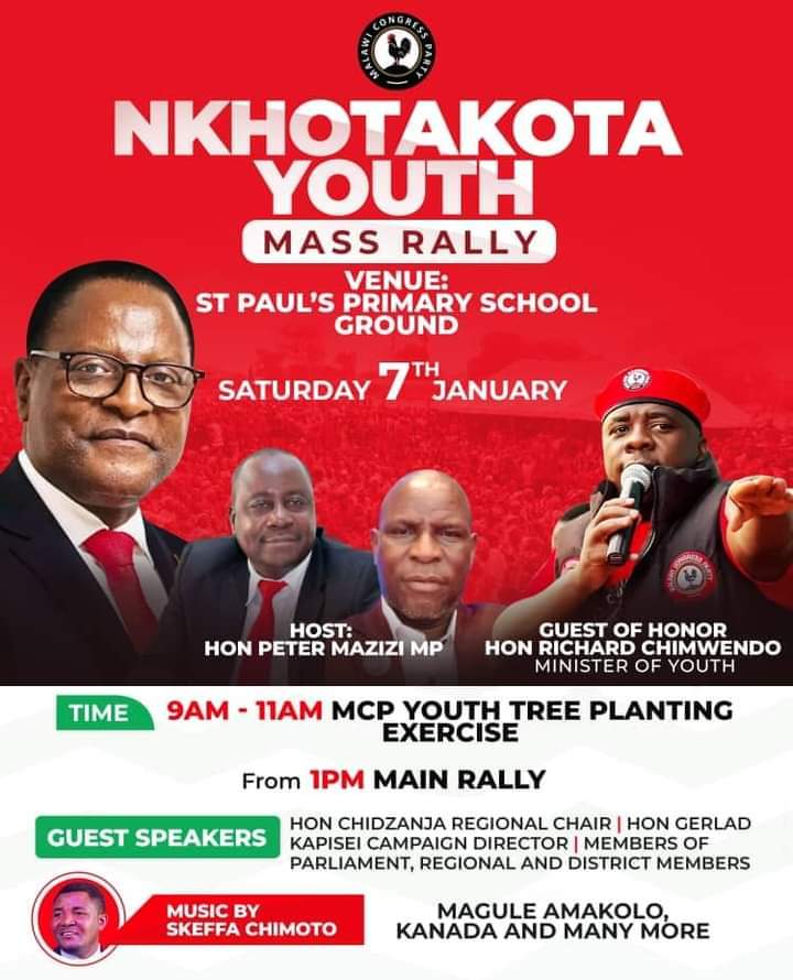 MCP to storm Nkhotakota with youth mass rally Saturday
