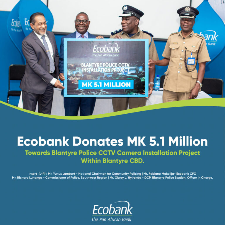 Ecobank donates K5.1 million to Blantyre Police for CCTV project