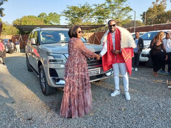 Nyau King Tay Grin hails Dr Triephornia Thompson Mpinganjira, Diplomats Car Hire for car donation