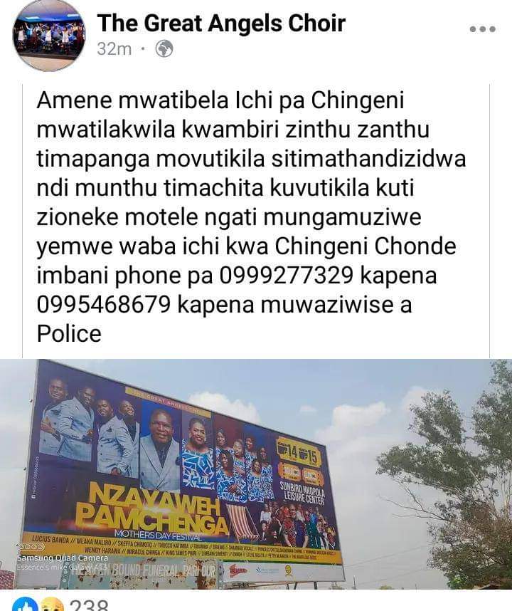 ZAYAWEH PA MCHENGA: Shameless thieves steal from Great Angels Choir  