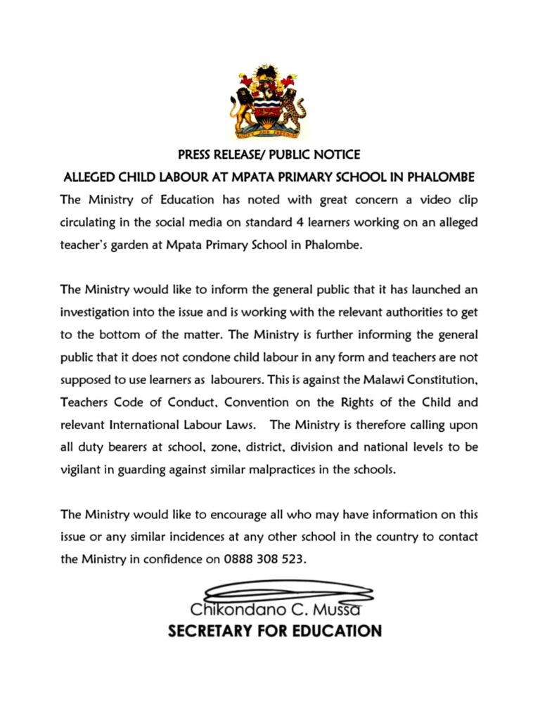 Ministry condemns school child labour