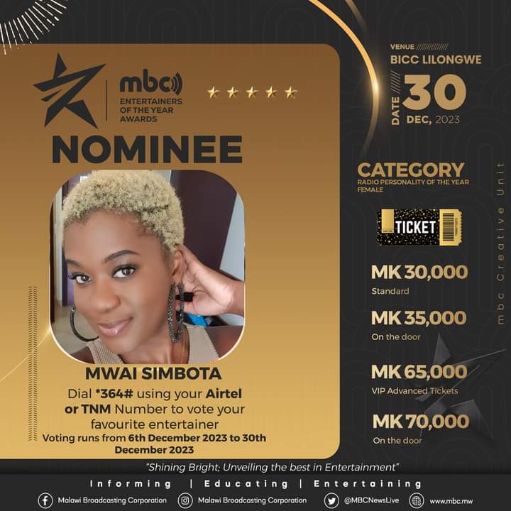 MWAI SIMBOTA HITS HEADLINES AGAIN: Nominated for best Female Radio Personality Award