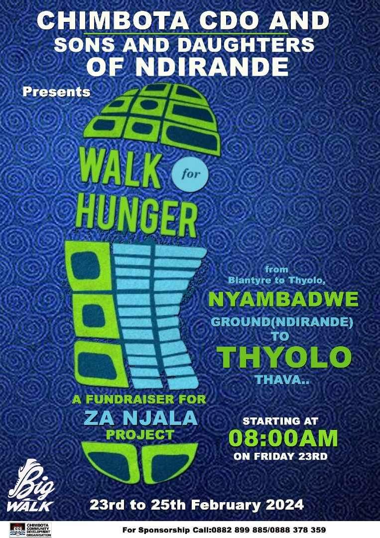 CHIMBOTA CDO’S ZANJARA PROJECT: 100 people to “walk for hunger” from Blantyre to Thyolo