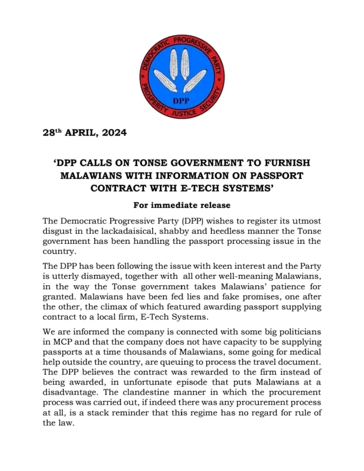 DPP demands transparency in passport supplying contract