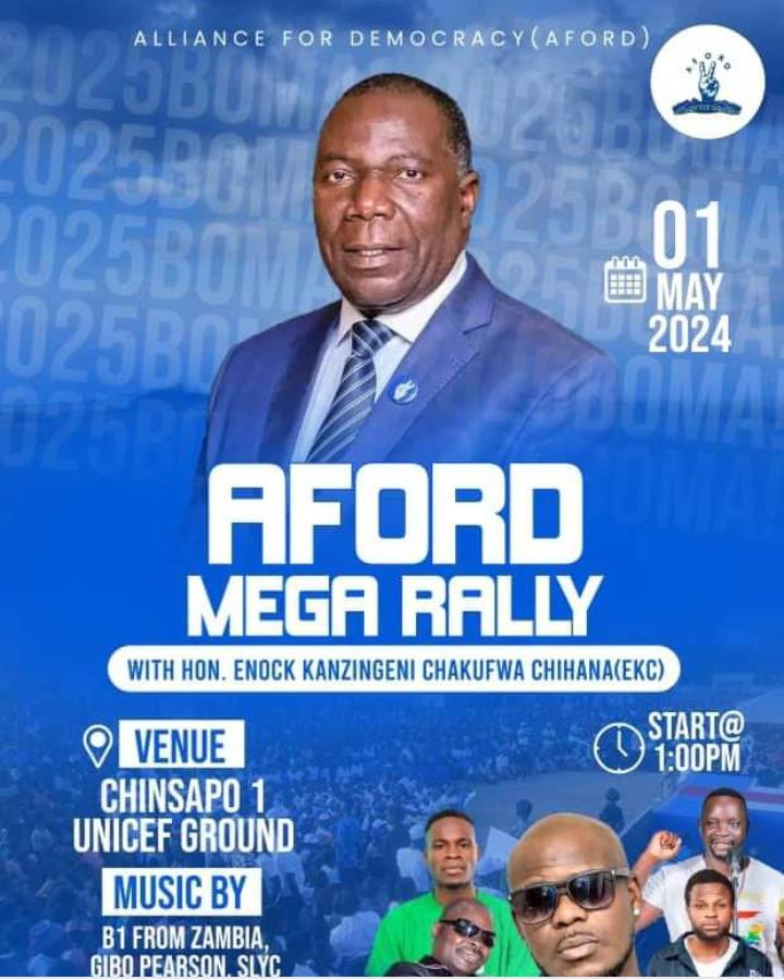 All set for Aford’s Mega Rally…Chihana says Tonse Alliance government has abandoned Malawians